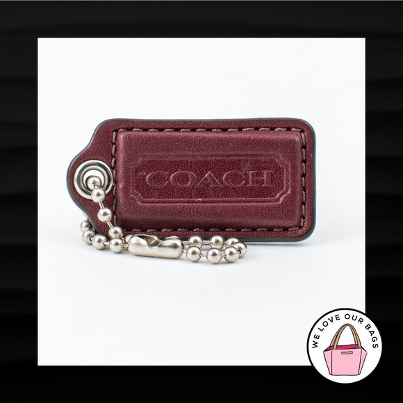 2" Medium COACH MAROON PURPLE LEATHER KEY FOB BAG CHARM KEYCHAIN HANGTAG TAG - Picture 1 of 1